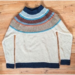 Celtic & Co. XS Statement Donegal Pure Wool Beige Striped Jumper Sweater Women's